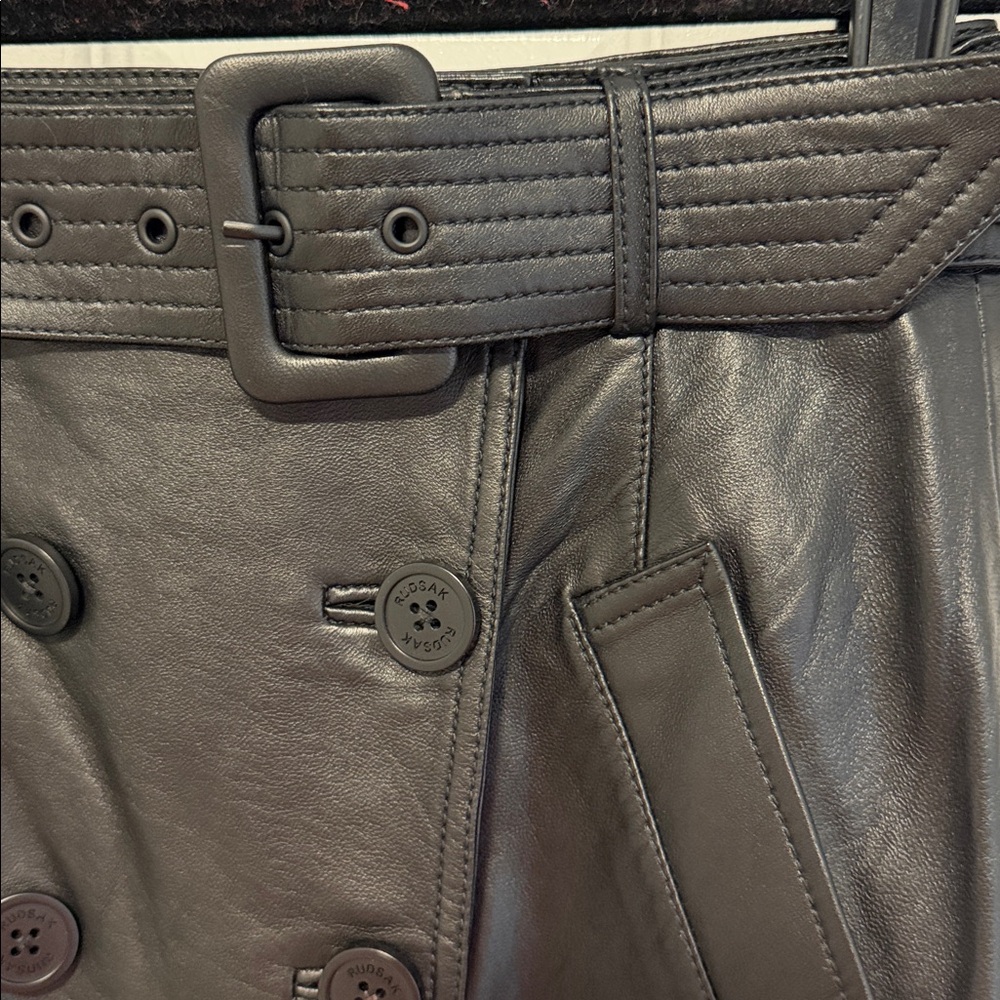 RUDSAK Colette Double-Breasted Black Leather Pencil Skirt - Picture 5 of 7